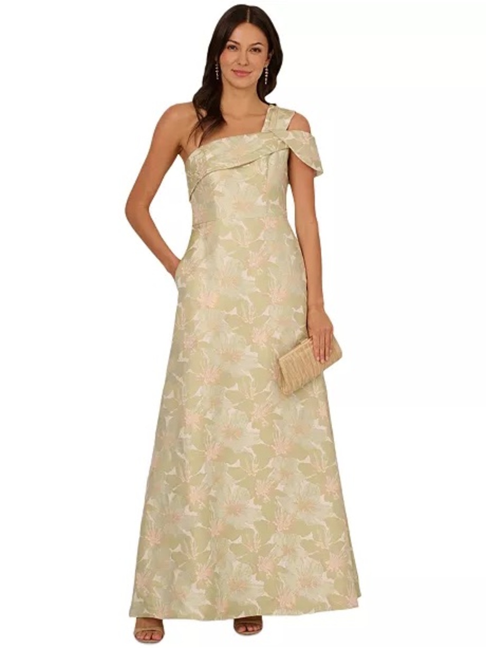 Adrianna Papell
Women's One-Shoulder Floral-Jacquard Gown